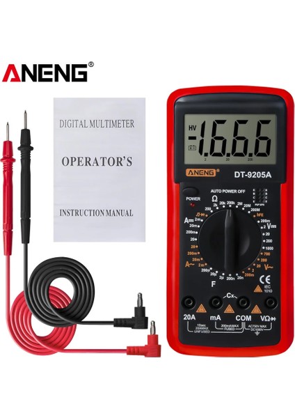 Kırmızı Aneng DT9205A Dijital True Rms Multimetre Ac/dc Transistör Gerilim Test Cihazı Elektrikli Ncv Profesyonel Analog Otomatik Aralığı Multimetro (Yurt Dışından)