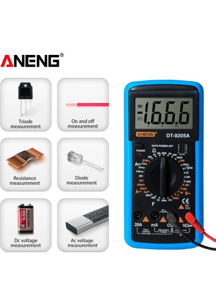 Kırmızı Aneng DT9205A Dijital True Rms Multimetre Ac/dc Transistör Gerilim Test Cihazı Elektrikli Ncv Profesyonel Analog Otomatik Aralığı Multimetro (Yurt Dışından)