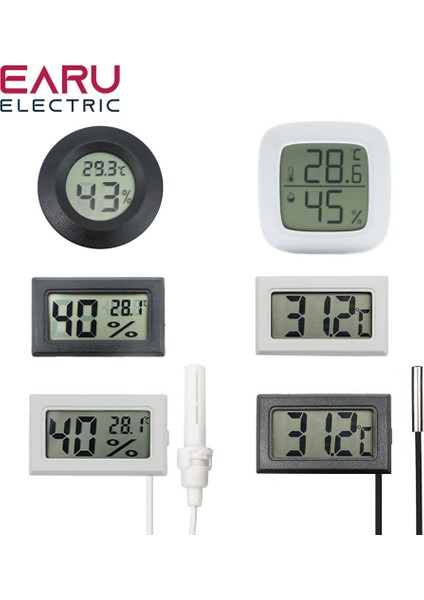 Tel Beyaz Mini Dijital LCD Oto Araba Pet Kapalı Uygun Sıcaklık Sensörü Nem Ölçer Termometre Higrometre Ölçer Termostat (Yurt Dışından)