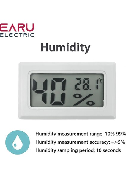 Tel Beyaz Mini Dijital LCD Oto Araba Pet Kapalı Uygun Sıcaklık Sensörü Nem Ölçer Termometre Higrometre Ölçer Termostat (Yurt Dışından)
