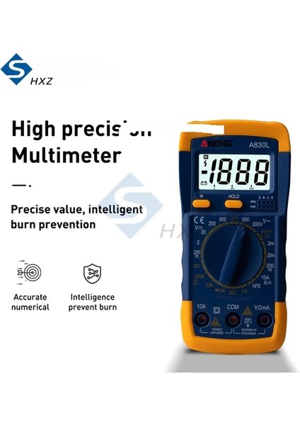 Sarı Mavi 1 Adet A830L LCD Dijital Multimetre Ac Dc Gerilim Diyot Frekans Multitester Akım Test Cihazı Buzzer Fonksiyonu ile Aydınlık Ekran (Yurt Dışından)