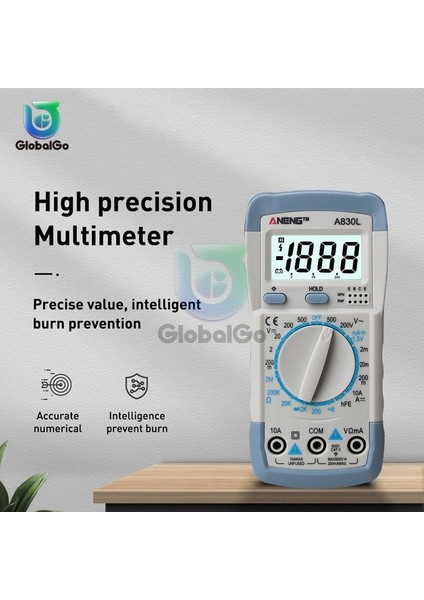 Beyaz Gri A830L LCD Dijital Multimetre Ac Dc Gerilim Diyot Frekans Multitester Akım Test Cihazı Buzzer Fonksiyonlu Aydınlık Ekran (Yurt Dışından)