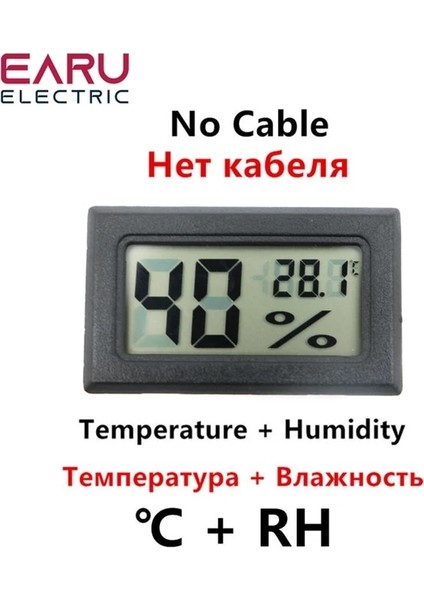 Telsiz Siyah Mini LCD Dijital Termometre Higrometre Termostat Kapalı Uygun Sıcaklık Sensörü Nem Ölçer Ölçer Aletleri Probu (Yurt Dışından)
