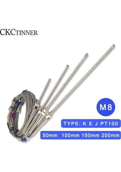 4m Tip E Termokupl M8 1m 2m 3m 4m 5m Tip K E J PT100 50MM 150MM 100MM 200MM Prob Vida Dişi Kablo Sıcaklık Sensörü 0-400°C (Yurt Dışından)