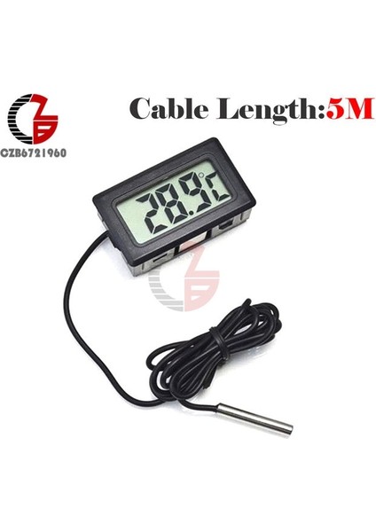 Fy-10 Siyah 5m C Tpm-10 Fy-10 2m 3m 5m LED Dijital Termometre Sıcaklık Sensörü Ölçer Dedektörü Test Cihazı 5V 12V Araba Kapalı Bebek Banyo Inkübatörü (Yurt Dışından)