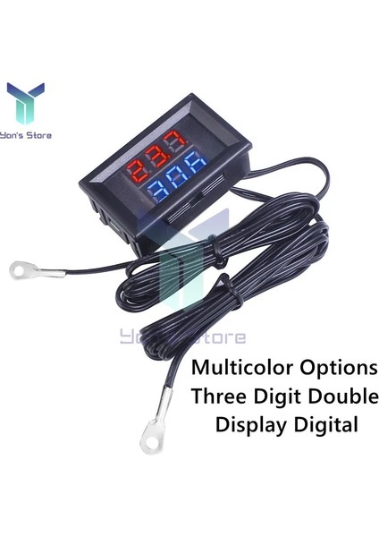 Kırmızı ve Yeşil Dc 4-28 V LED Çift Ekran Dijital Termometre Yerleşik Termometre Ntc Metal Su Geçirmez Prob Sıcaklık Sensörü Yüksek Doğruluk (Yurt Dışından)