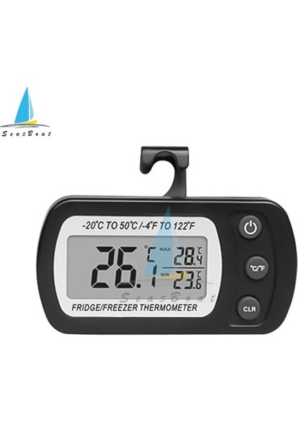 Siyah Asılı Ev Mini Dijital Elektronik Buzdolabı Don Dondurucu Odası LCD Buzdolabı Termometre Ölçer Kanca ile -20°c~50°c (Yurt Dışından)