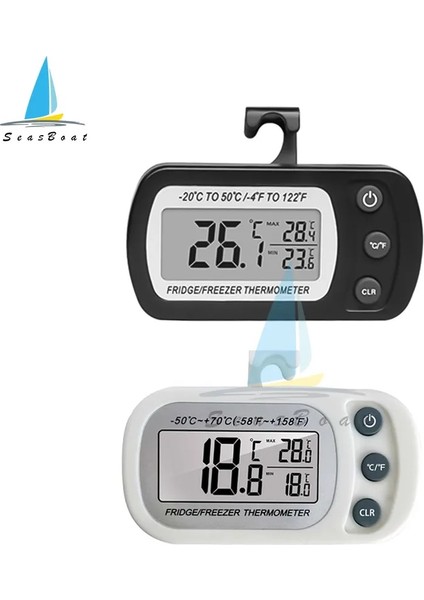 Siyah Asılı Ev Mini Dijital Elektronik Buzdolabı Don Dondurucu Odası LCD Buzdolabı Termometre Ölçer Kanca ile -20°c~50°c (Yurt Dışından) fiyatları