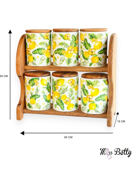 Citrus Ahşap Standlı 6'lı Porselen Baharatlık modelleri