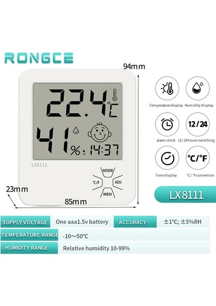 LX8111 Kapalı Dijital Sıcaklık Nem Saati LCD Elektronik Mini Termometre Hidrometre Ölçer Standı ile Higrometre Nem Ölçer (Yurt Dışından)