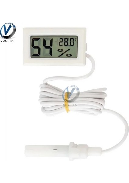 Beyaz LCD Dijital Termometre Higrometre Kontrol Cihazı Kapalı Gömülü Sıcaklık Nem Ölçer Cihazı 1.5 M Sensör Prob Kablosu ile (Yurt Dışından)