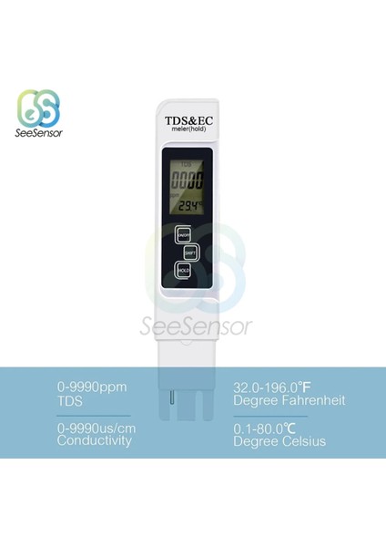 Beyaz Tds Ec Metre Sıcaklık Test Cihazı Kalem Tdsec Test Cihazı 0-9990PPM 3 In1 Fonksiyonlu Iletkenlik Su Kalitesi Ölçüm Aracı (Yurt Dışından) modelleri