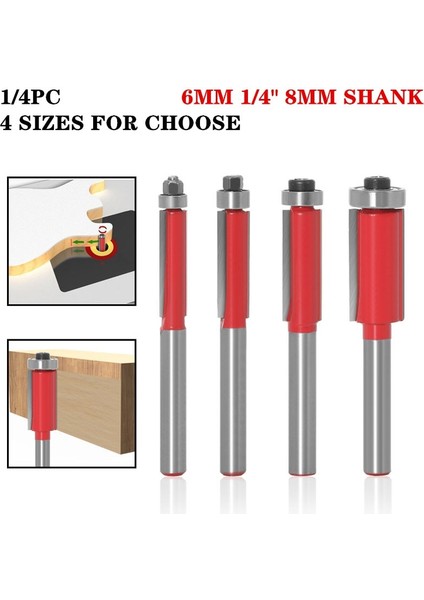 6.35MM Şaft No2 1 Adet 6MM/6.35MM/8MM Shank Gömme Trim Freze Uçları Ahşap Kırpma Kesiciler Rulman ile Ağaç Işleme Aleti Freze Freze Kesicisi (Yurt Dışından) fiyatları