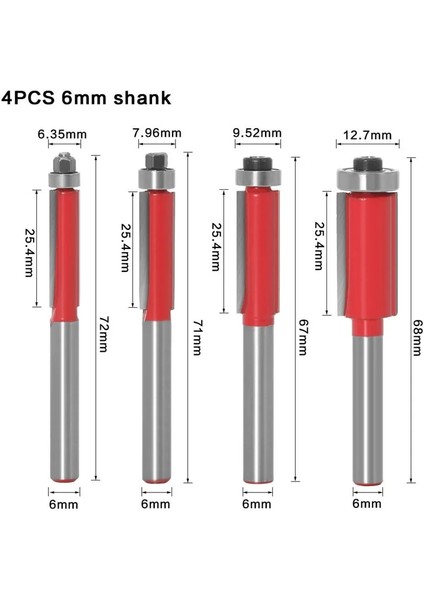 6.35MM Şaft No2 1 Adet 6MM/6.35MM/8MM Shank Gömme Trim Freze Uçları Ahşap Kırpma Kesiciler Rulman ile Ağaç Işleme Aleti Freze Freze Kesicisi (Yurt Dışından) fırsatları
