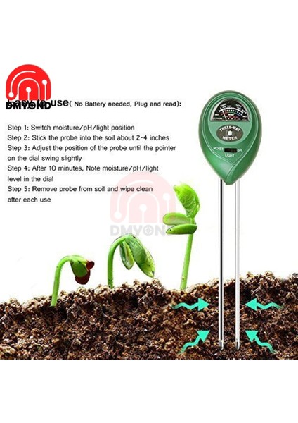 3in1 Toprak Su Nem Ph Ölçer Asitlik Nem Güneş Işığı Işığı Ph Testi Bahçe Bitkileri Çiçekler Nem Test Cihazı Bahçe Dedektörü (Yurt Dışından)