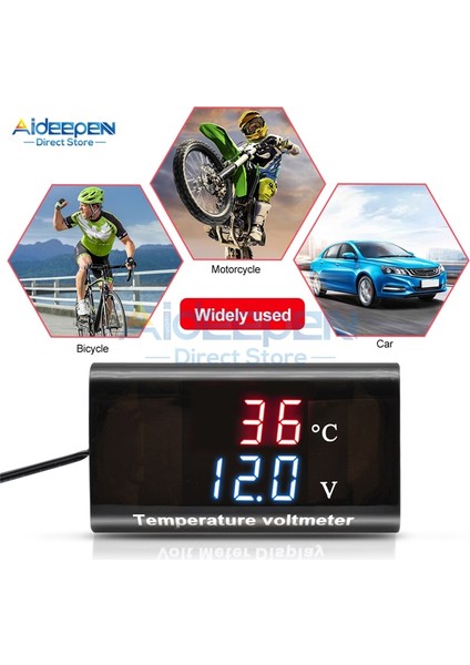 0.56 8-18V Mavi V Dc 12V LED Dijital Sıcaklık Sensörü Voltmetre 0.28 Inç Çift Ekran Termostat Gerilim Ölçer Test Cihazı Araba Motosiklet Için (Yurt Dışından)