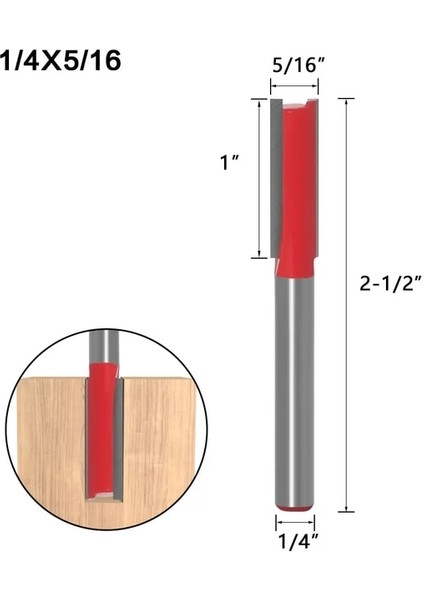 A-05 1/4 "6mm Shank Düz Bit Tungsten Karbür Tek, Çift Flüt Yönlendirici Bit Ahşap Freze Kesicisi Ahşap Sondaj Ağaç Işleme Araçları (Yurt Dışından)