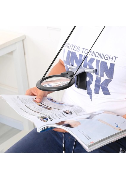 Siyah 2 LED Büyüteç Işıklı Okuma Büyüteç Boyun Aşınma Dikiş Büyüteç Yaşlılar Için Boyun Asılı Tasarım Büyüteç Takı Tamir Çok (Yurt Dışından) indirimleri