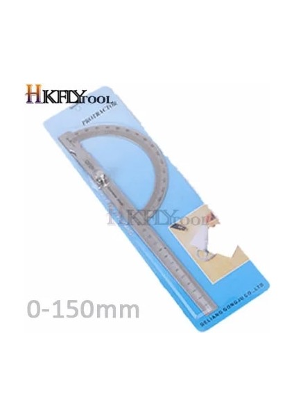 150MM 150MM Paslanmaz Çelik Yuvarlak Kafa 180 Derece Iletki Açı Bulucu Döner Ölçüm Cetveli Makinist Aracı 10 cm Zanaatkar Cetvel (Yurt Dışından)