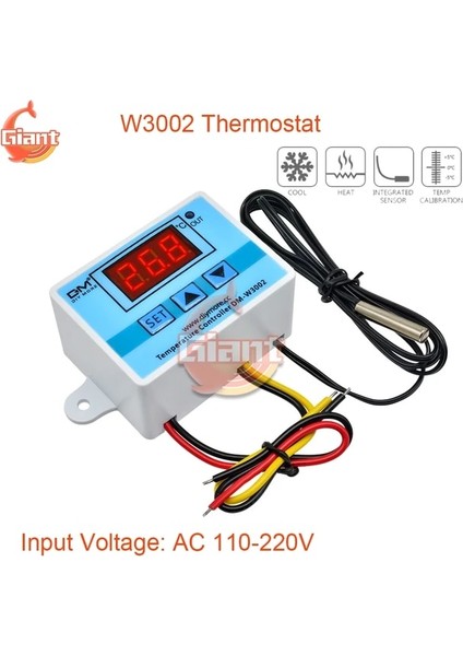 W3002 Ac 110-220V W3002 12V 24V 110V 220V LED Dijital Sıcaklık Kontrol Cihazı Termostat Termoregülatör Sensör Ölçer Buzdolabı Su Isıtma Soğutma (Yurt Dışından)