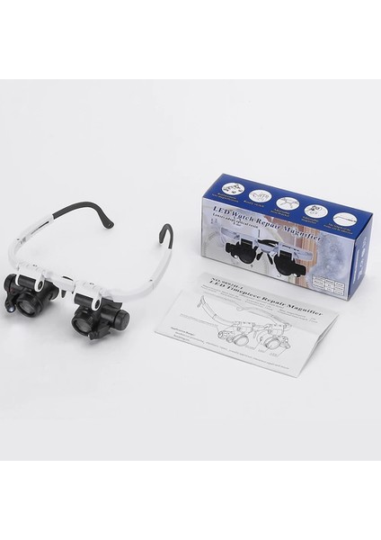 10 Adet 3 x Lens Kartı Teleskopik Kuyumcu Büyüteç 8X/15X/23X Büyüteçler 2 LED Işık Lens Hassas Çalışma Için Büyüteç Gözlük Okuma Saatçi (Yurt Dışından)