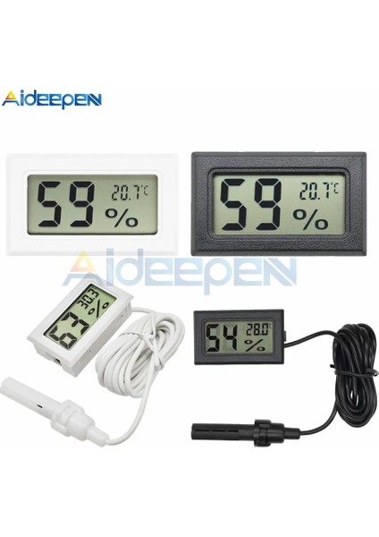 Tel Beyaz 1 M Mini Dijital LCD Kapalı Uygun Sıcaklık Sensörü Nem Ölçer Termometre Higrometre Ölçer 50 ~ 110 Derece (Yurt Dışından) fiyatları