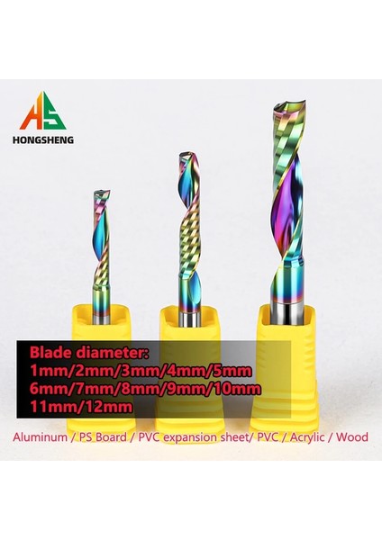 1.5X5X3.175X38 Tek Flüt Ahşap Freze 1to 12MM Karbıd End Freze Dlc Renk Kaplama Akrıl Plastık Alüminyum Yönlendırıcı Bıt Ağaç Işleme Aracı (Yurt Dışından)