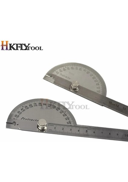 100MM 150MM Paslanmaz Çelik Yuvarlak Kafa 180 Derece Iletki Açı Bulucu Döner Ölçüm Cetveli Makinist Aracı 10 cm Zanaatkar Cetvel (Yurt Dışından) fırsatları