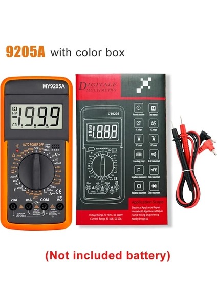 9205A Profesyonel Dijital Multimetre Ac Dc Voltmetre Dijital Ampermetre Direnç Kondansatör Hfe Diod Test Cihazı Multimetre Elektrikçi Aracı (Yurt Dışından)