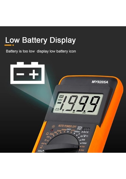 9205A Profesyonel Dijital Multimetre Ac Dc Voltmetre Dijital Ampermetre Direnç Kondansatör Hfe Diod Test Cihazı Multimetre Elektrikçi Aracı (Yurt Dışından) fiyatları