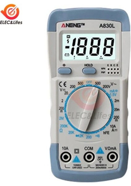 Beyaz Gri A830L LCD Dijital Multimetre Taşınabilir Dc Ac Gerilim Akım Ölçer Diyot Transistör Test Probu Voltmetre Ampermetre Ohmmetre Test Cihazı (Yurt Dışından)