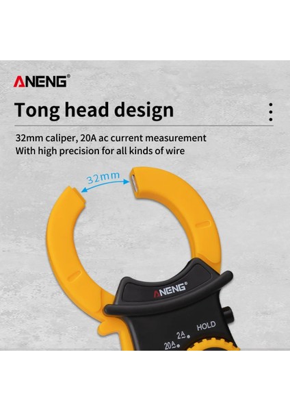 Sarı Aneng DT3266F Mini Dijital Kelepçe Multimetre Ampermetre Elektrik Pens Metre Ac/dc Gerilim Direnç Test Cihazı Buzzer ile (Yurt Dışından)
