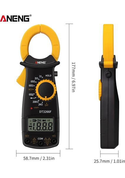 Sarı Aneng DT3266F Mini Dijital Kelepçe Multimetre Ampermetre Elektrik Pens Metre Ac/dc Gerilim Direnç Test Cihazı Buzzer ile (Yurt Dışından)