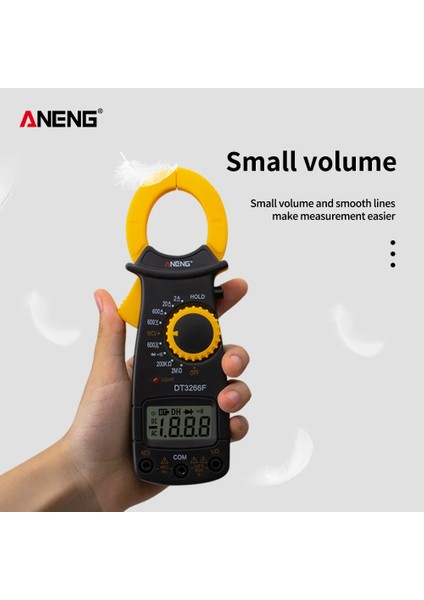 Sarı Aneng DT3266F Mini Dijital Kelepçe Multimetre Ampermetre Elektrik Pens Metre Ac/dc Gerilim Direnç Test Cihazı Buzzer ile (Yurt Dışından)
