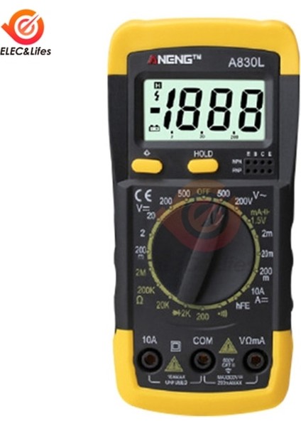 Sarı Gri A830L LCD Dijital Multimetre Taşınabilir Dc Ac Gerilim Akım Ölçer Diyot Transistör Test Probu Voltmetre Ampermetre Ohmmetre Test Cihazı (Yurt Dışından)