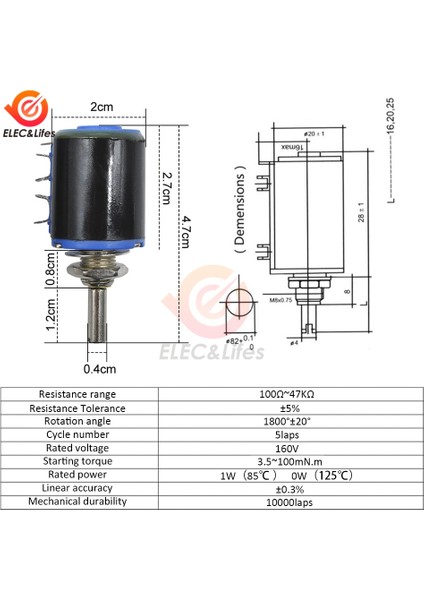 1k Ohm WXD3-12-1W Çok Turlu Telli Potansiyometre 1W Wxd3-12 100 220 470 1k 3.3k 4.7k 10K 22K 33K 47K Ohm±%5 Ayarlanabilir Potansiyometre (Yurt Dışından) modelleri
