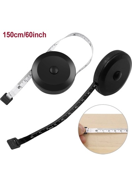 Bkw Siyah Mezura 1.5 M/60 Inç Otomatik Esnek Mini Dikiş Mezura Çift Taraflı Geri Çekilebilir Terzi Mezura Aracı (Yurt Dışından)