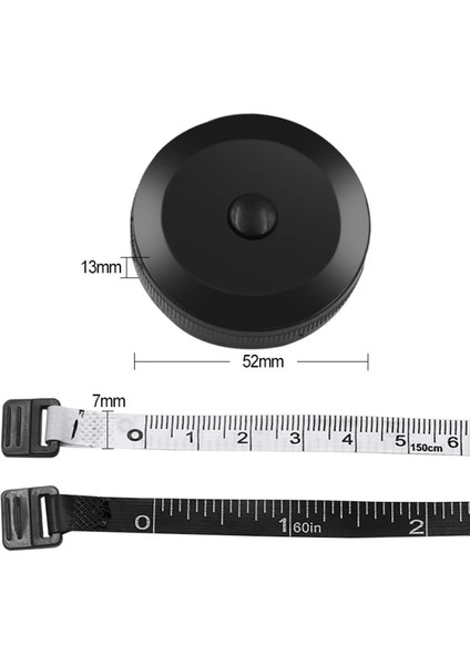 Bkw Siyah Mezura 1.5 M/60 Inç Otomatik Esnek Mini Dikiş Mezura Çift Taraflı Geri Çekilebilir Terzi Mezura Aracı (Yurt Dışından)