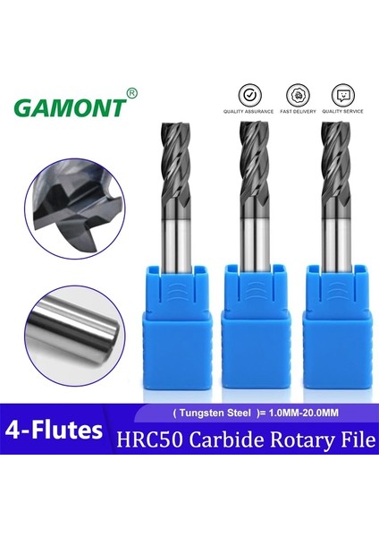 5.0MMX50L Gamont 1.0mm 10.mm 18.0mm 20.0mm HRC55° 4 Bıçak Tungsten Çelik Karbür Freze Kesicisi Cnc Işleme Tezgahları Freze Kesicisi (Yurt Dışından)