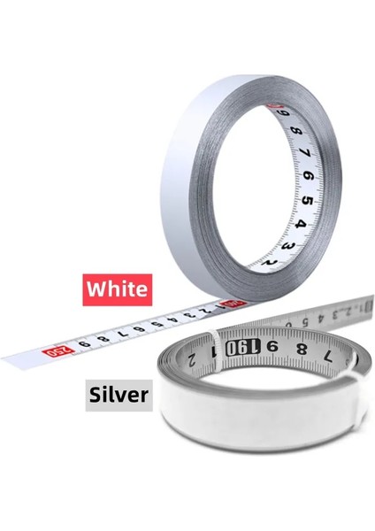 Orta - Gümüş 3m Kendinden Yapışkanlı Mezura Paslanmaz Çelik Tezgah Cetveli Yapışkan Destekli Mezura Metrik Ölçekli Paslanmaya Dayanıklı Dayanıklı Cetvel (Yurt Dışından)