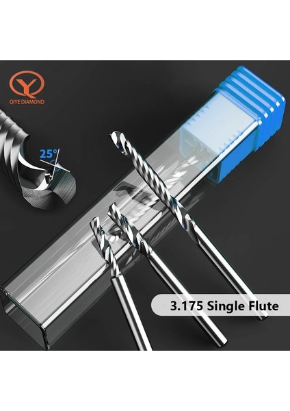 1X3.175X4X38 Aaaaa Tek Flüt Kesici 3.175/4/6MM Shank Spiral Freze Kesicisi Cnc 3D Gravür Yönlendirici Bit Alüminyum Ağaç Işleme Akrilik C (Yurt Dışından)