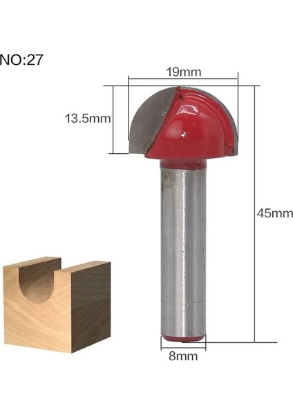 NO27 1 Adet 8mm Shank Ahşap Freze Ucu Düz Uçlu Freze Düzeltici Temizleme Gömme Trim Köşe Yuvarlak Koy Kutusu Uçları Araçları Freze Cutte (Yurt Dışından)