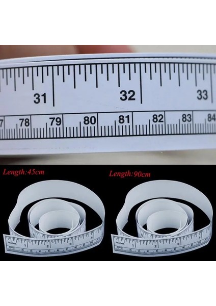 90CM 45/90CM Vinil Metrik Ölçü Yumuşak Cetvel Bandı Dıy Kendinden Yapışkanlı Ölçüm Bandı Cetvel Etiket Ev Dikiş Aracı #25 (Yurt Dışından) modelleri