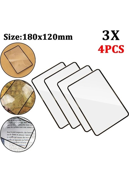 4 Adet 3x Büyüteç 1-5 Adet/takım 3x Pvc Büyüteç Sayfası Kitap Sayfası Büyütme Ultra-Ince Büyüteç Büyüteç Lens Küçük Baskılar Harita ve Kitap Okumak Için (Yurt Dışından)