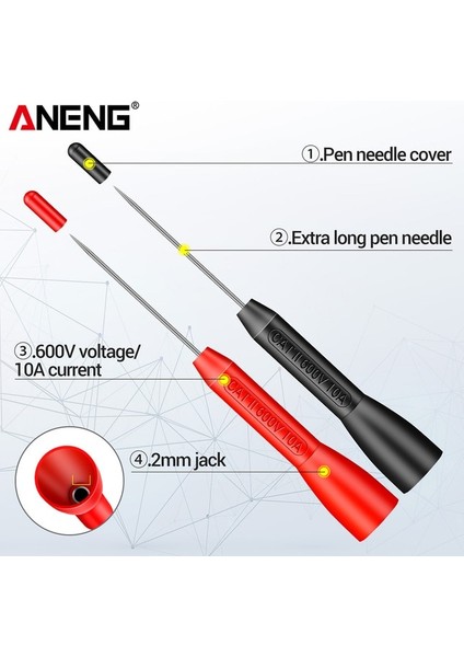 PT2002 Aneng 1 Çift Evrensel Multimetre Test Probları Ipuçları Ölçüm Cihazı Pimleri Taşınabilir Test Cihazı Ayrılabilir Aksesuarlar (Yurt Dışından)