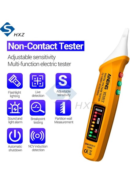 Kırmızı VC1017 Temassız Akıllı LED Renkli Işık Ekranı Test Kalemi Elektrikçi Sıfır Yangın Hattı Algılama Kırmızı Sarı ve Mavi (Yurt Dışından) fiyatları