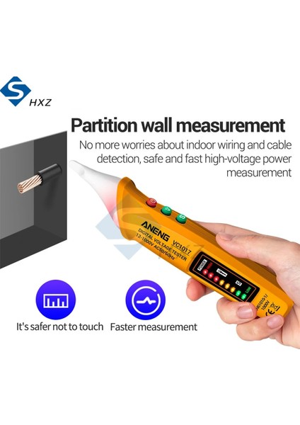 Kırmızı VC1017 Temassız Akıllı LED Renkli Işık Ekranı Test Kalemi Elektrikçi Sıfır Yangın Hattı Algılama Kırmızı Sarı ve Mavi (Yurt Dışından) modelleri