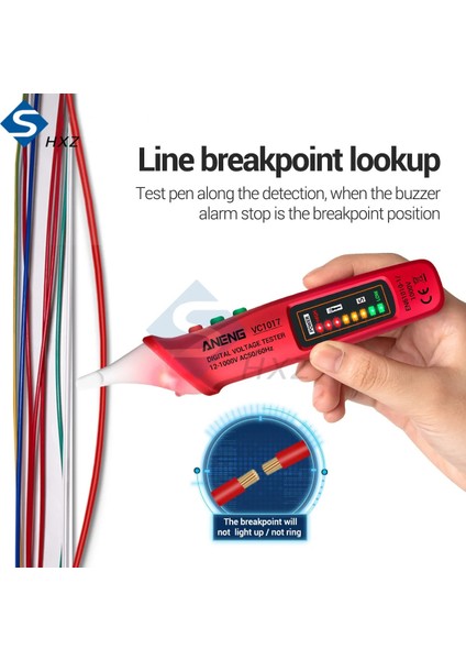 Kırmızı VC1017 Temassız Akıllı LED Renkli Işık Ekranı Test Kalemi Elektrikçi Sıfır Yangın Hattı Algılama Kırmızı Sarı ve Mavi (Yurt Dışından) fırsatları
