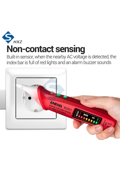 Kırmızı VC1017 Temassız Akıllı LED Renkli Işık Ekranı Test Kalemi Elektrikçi Sıfır Yangın Hattı Algılama Kırmızı Sarı ve Mavi (Yurt Dışından) indirimleri