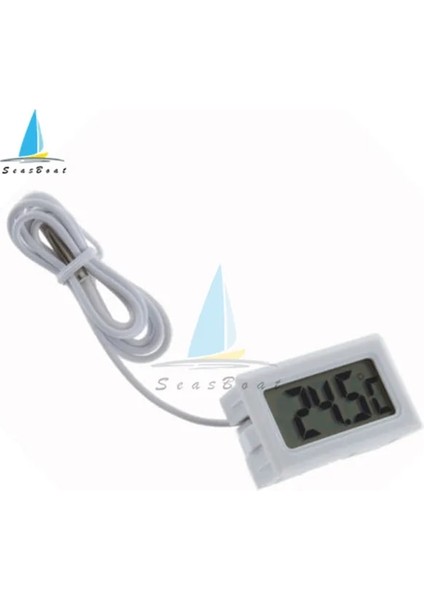 1 Metre Tel Mini LCD Dijital Termometre Higrometre Iç Mekan Sıcaklık Sensörü Nem Ölçer Ölçer Aletleri Buzdolabı Akvaryum Monitörü (Yurt Dışından)